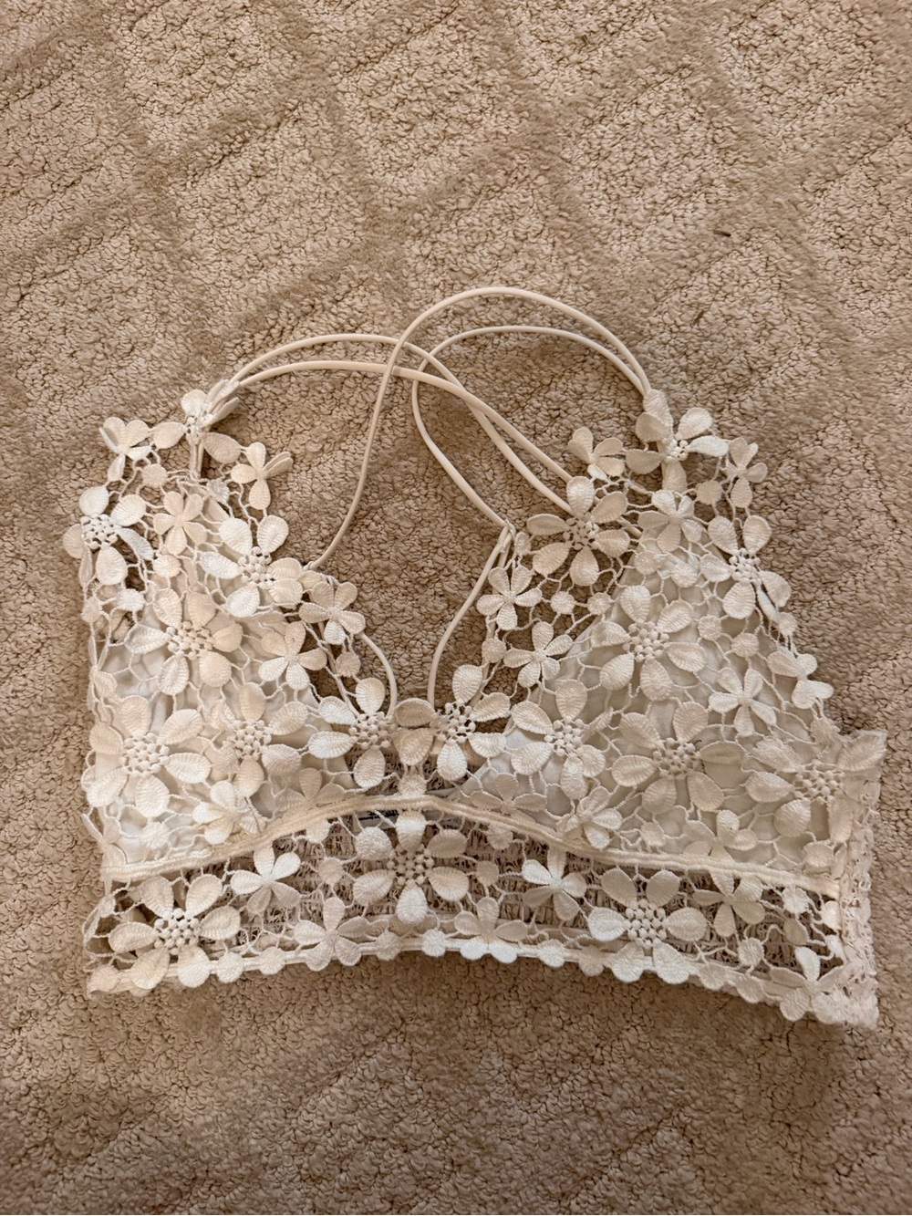 Free People Cream Crochet Lace Bralette